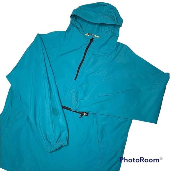 Vintage L.L. Bean Anorak 1990's USA MADE Teal Light Weight Windbreaker Rain Coat - Picture 1 of 7
